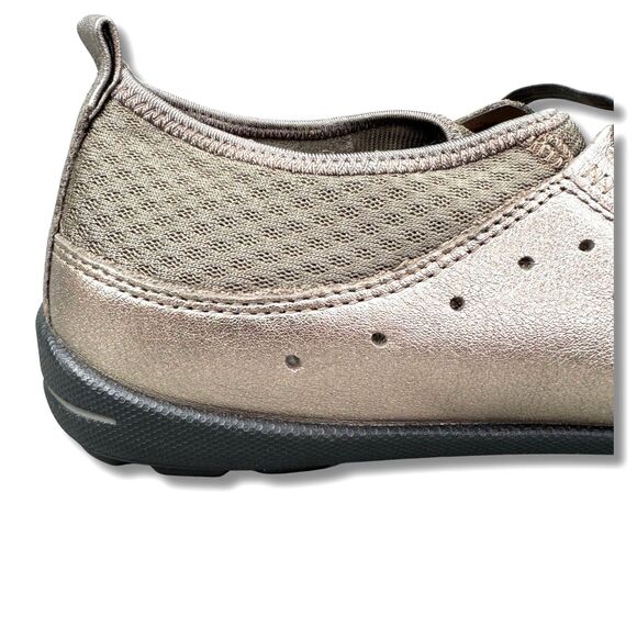 ECCO Slip-On Shoes Wmn Size 41 / US 10 Gold Bronze Leather Mesh Barefoot Walking - Picture 11 of 13